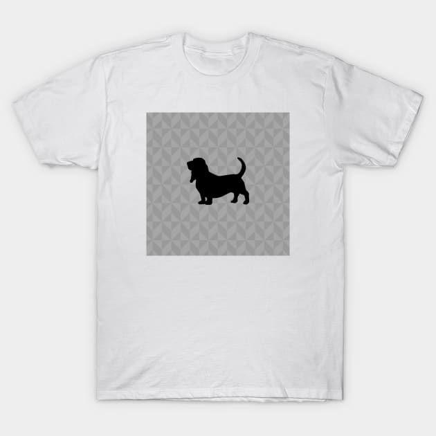 Basset Hound Dog Lover Gift - Scandi Geometric Silhouette T-Shirt by Elsie Bee Designs